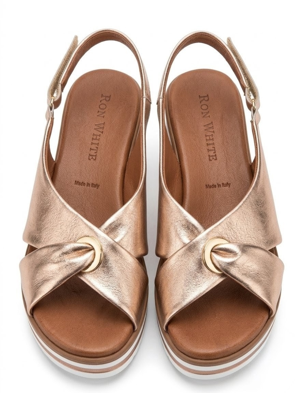 Ron White Rose Gold Platform Slingback Sandals